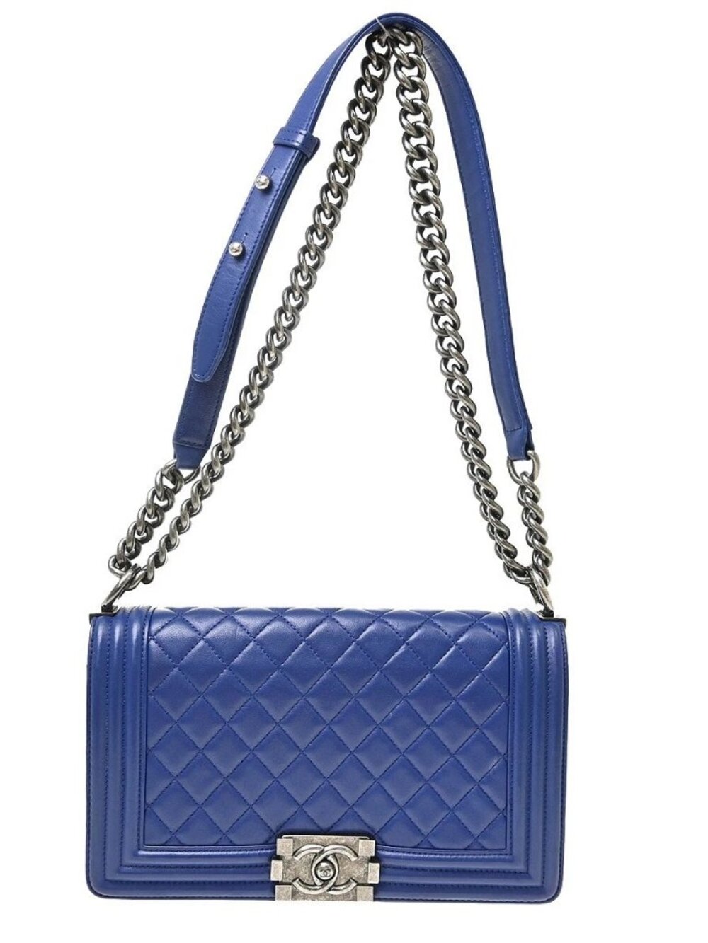 Best07 Boy Chanel Blue Lambskin Medium Shoulder Bag RQ03676